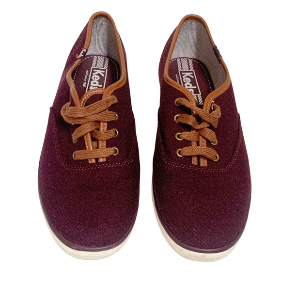 Keds Burgundy Seasonal Wool Blend Sneakers 8 - Picture 2 of 9